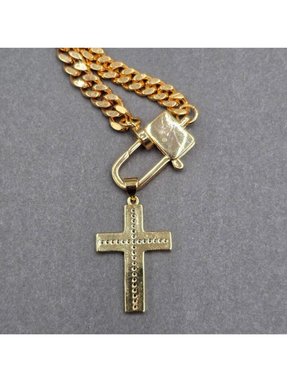 Melania Clara Wendy Necklace Blue Enamel Cross Pendant Gold Plated Curb Chain 16 - Picture 9 of 16